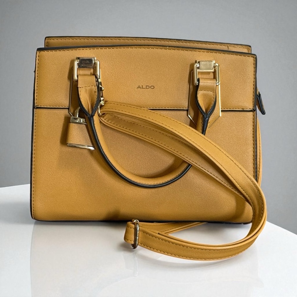 Aldo Mustard Yellow Satchel Crossbody Bag Handbag - Picture 1 of 14
